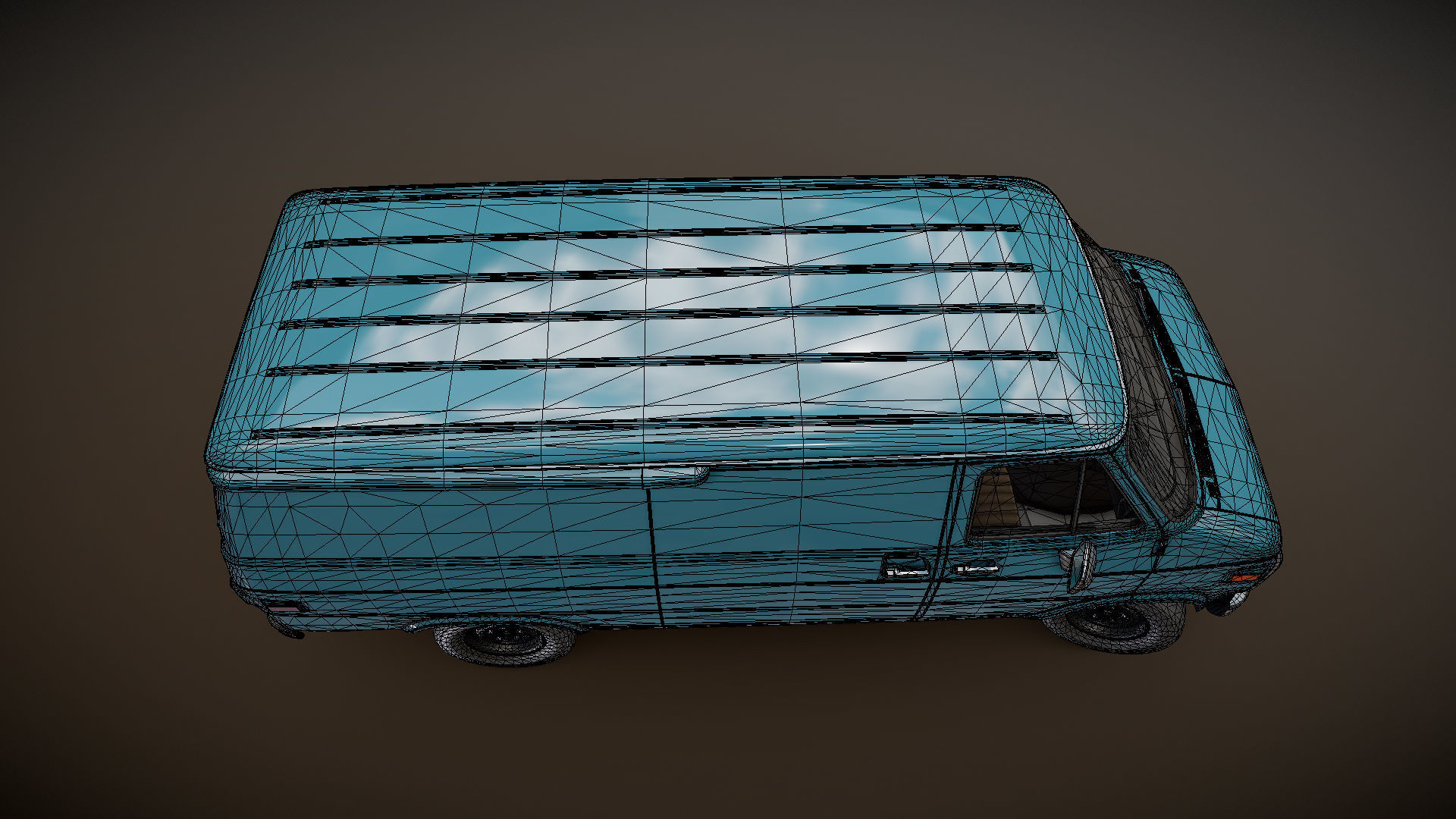 Comercial Van Low-poly 3D model_27