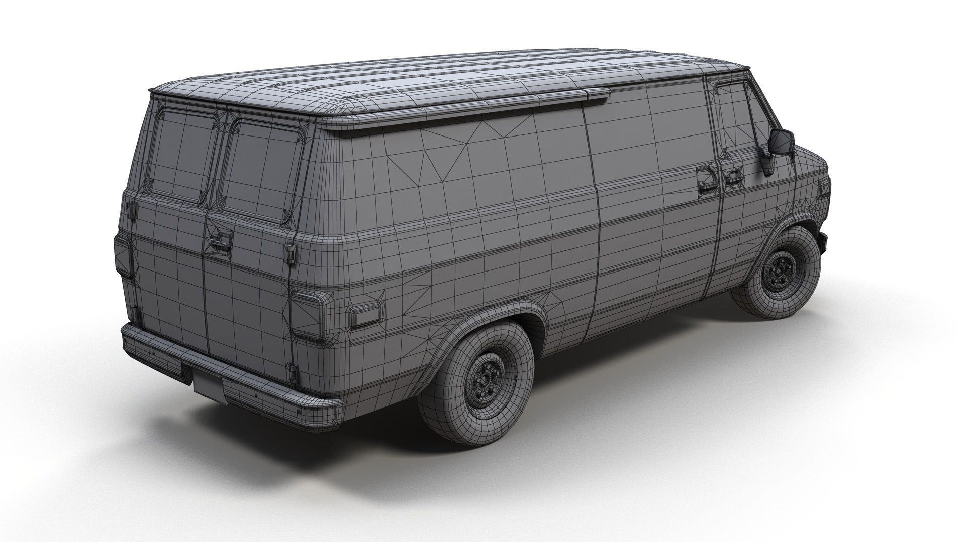 Comercial Van Low-poly 3D model_10