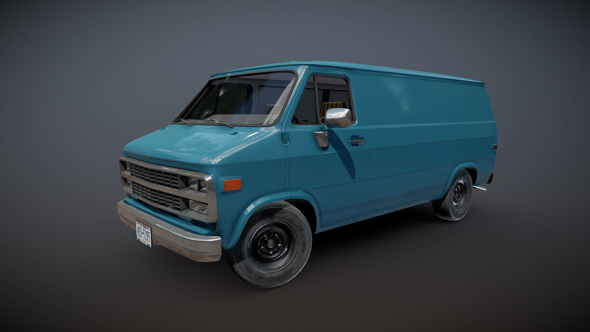 Comercial Van Low-poly 3D model_17