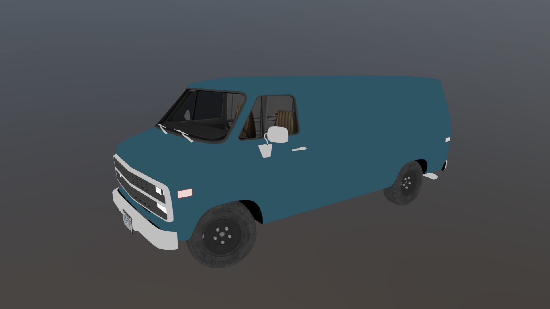 Comercial Van Low-poly 3D model_33