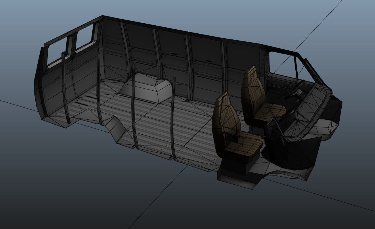 Comercial Van Low-poly 3D model_39