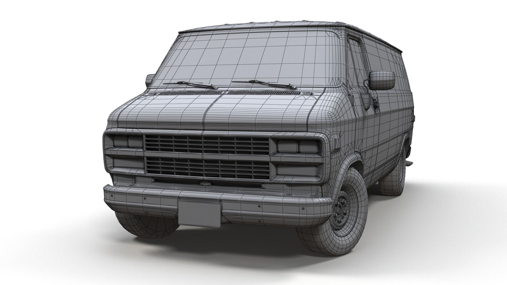 Comercial Van Low-poly 3D model_16