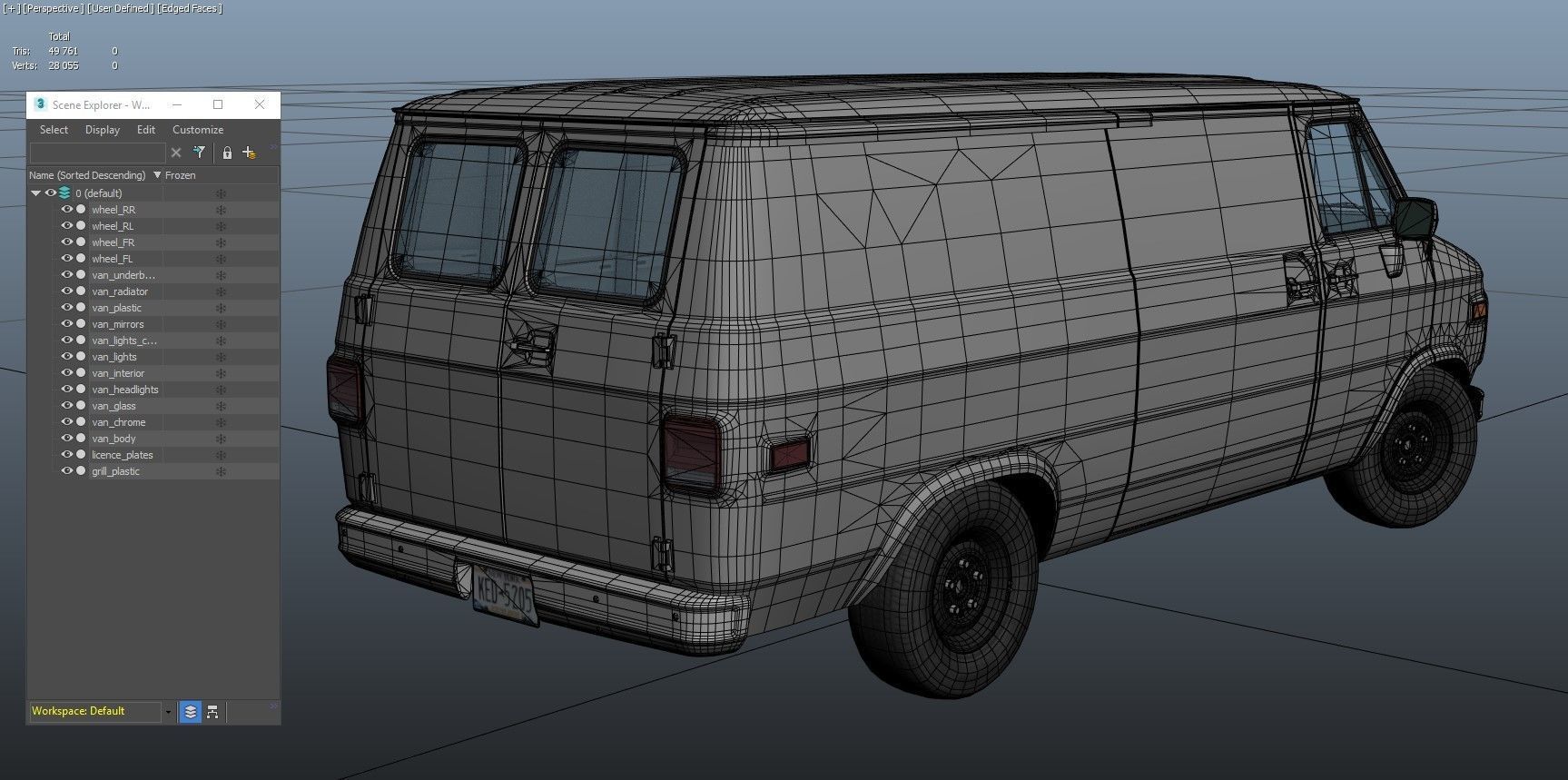 Comercial Van Low-poly 3D model_36