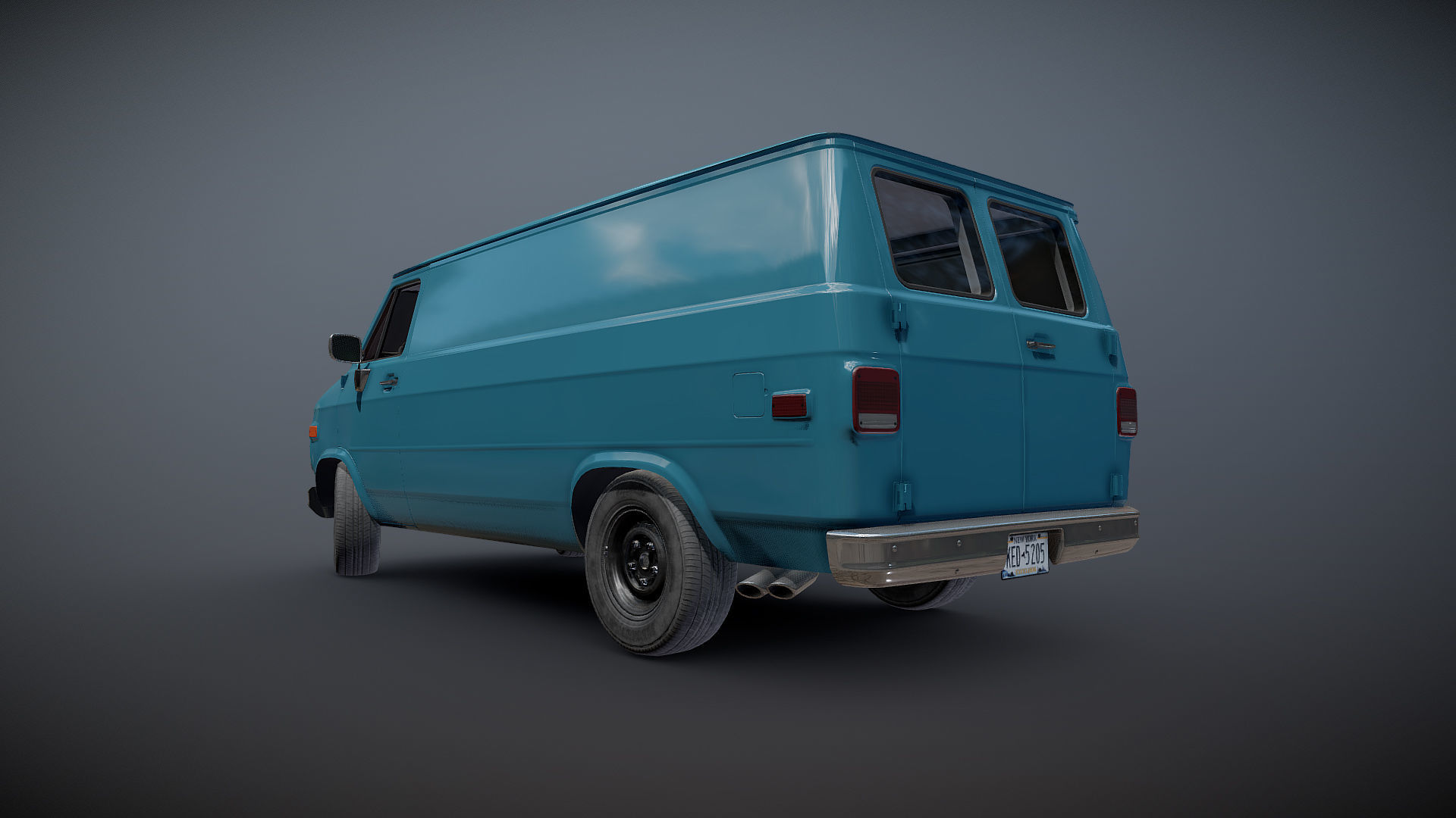 Comercial Van Low-poly 3D model_22