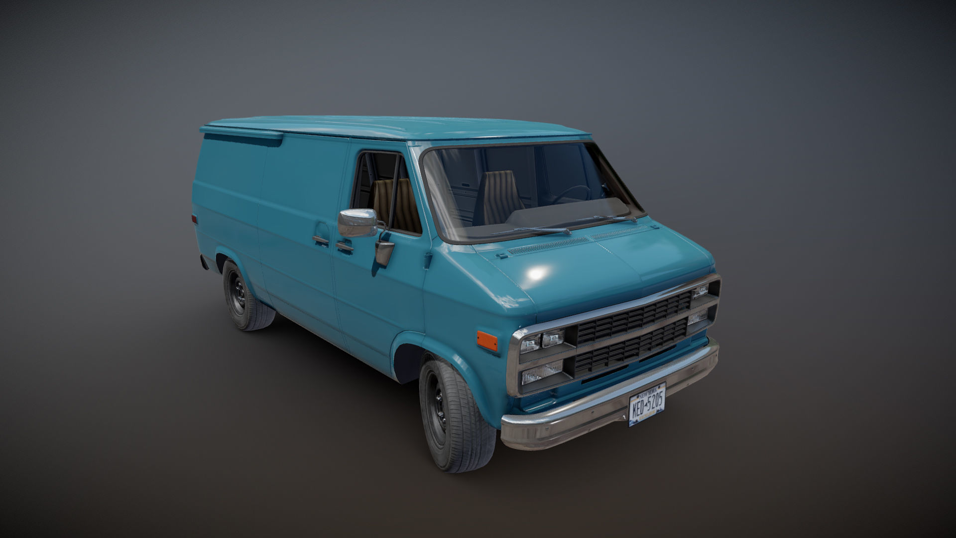 Comercial Van Low-poly 3D model_21