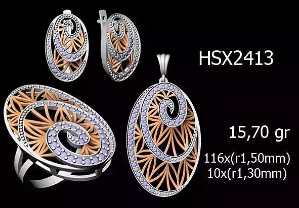Women Rings Earrings Pendants STL OBJ FBX Details
