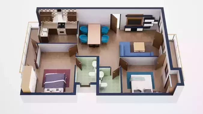 3D Floor Plan Model 35