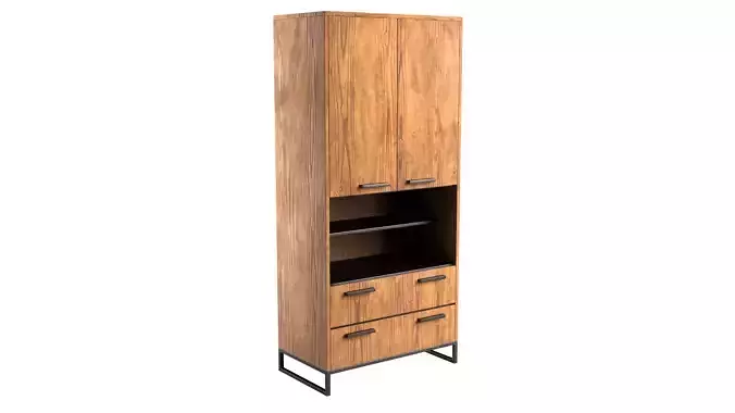 Wardrobe wooden cabinet with drawers and shelves