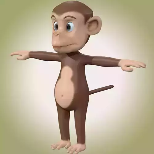 Cute Cartoon Monkey Rig Low-poly 3D model