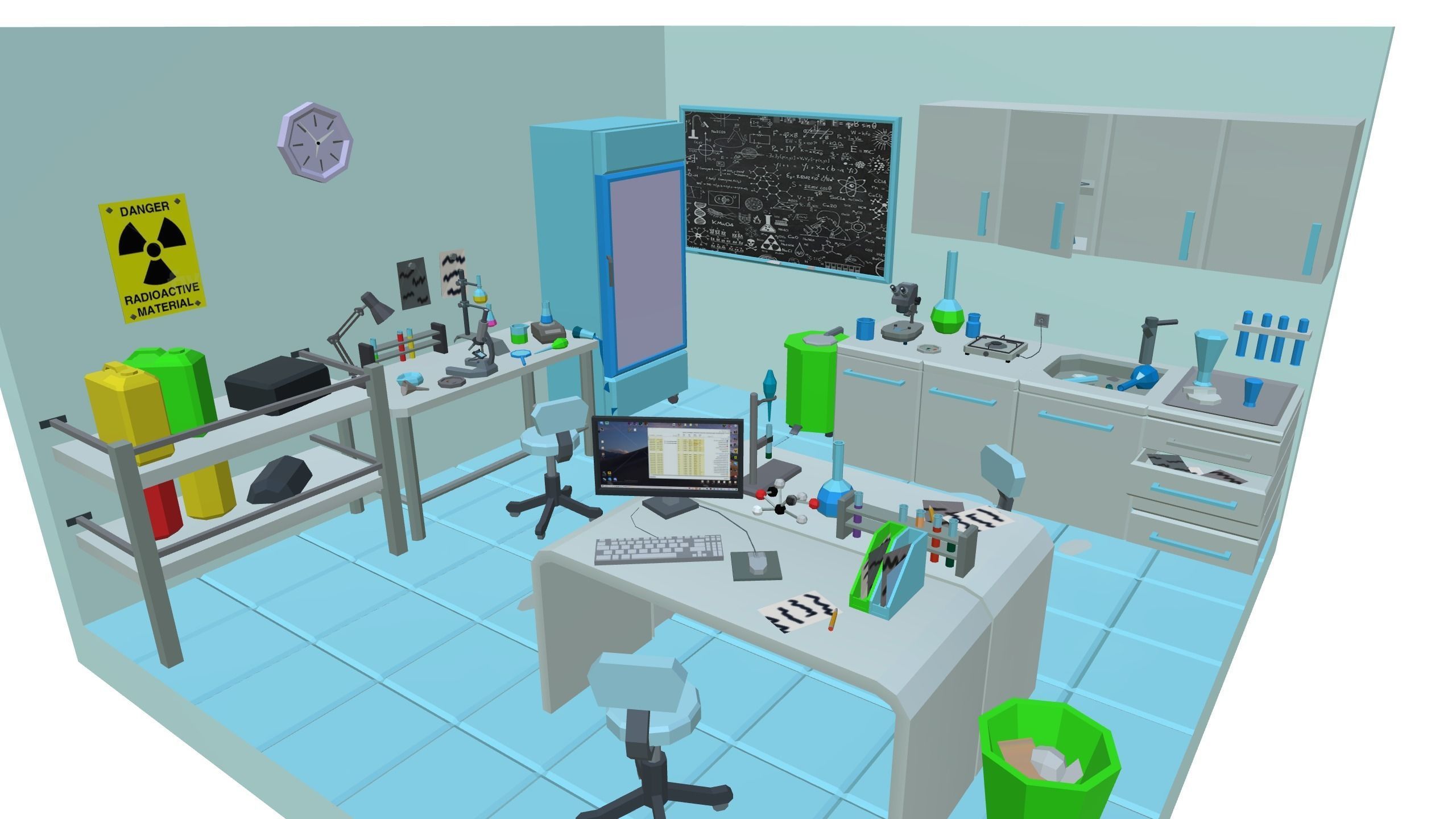 Chemistry lab Low-poly 3D model_1