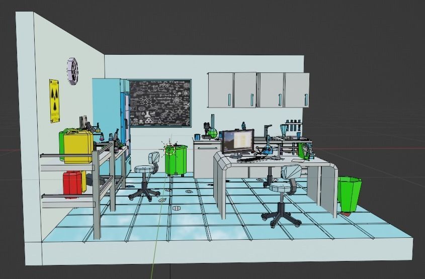 Chemistry lab Low-poly 3D model_15