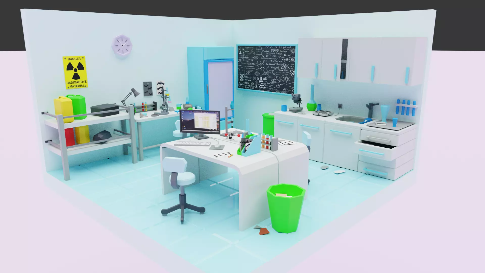 Chemistry lab Low-poly 3D model_0