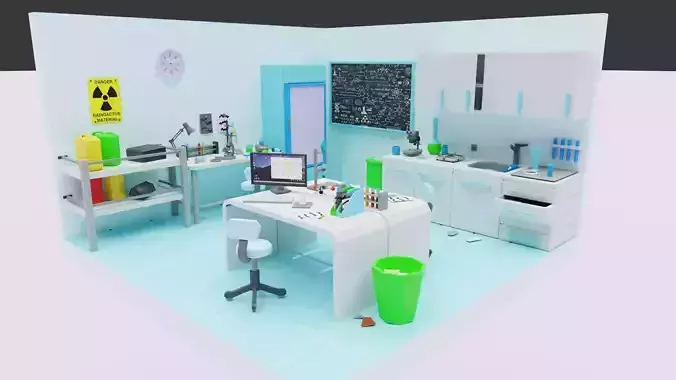Chemistry lab Low-poly 3D model