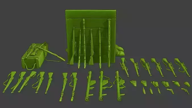 Ww2 US Items and Equipment Pack1 3D print model