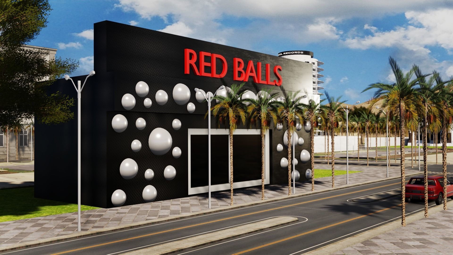 Los Angeles City Hollywood Sign Capitol Records USA California 3D model_29