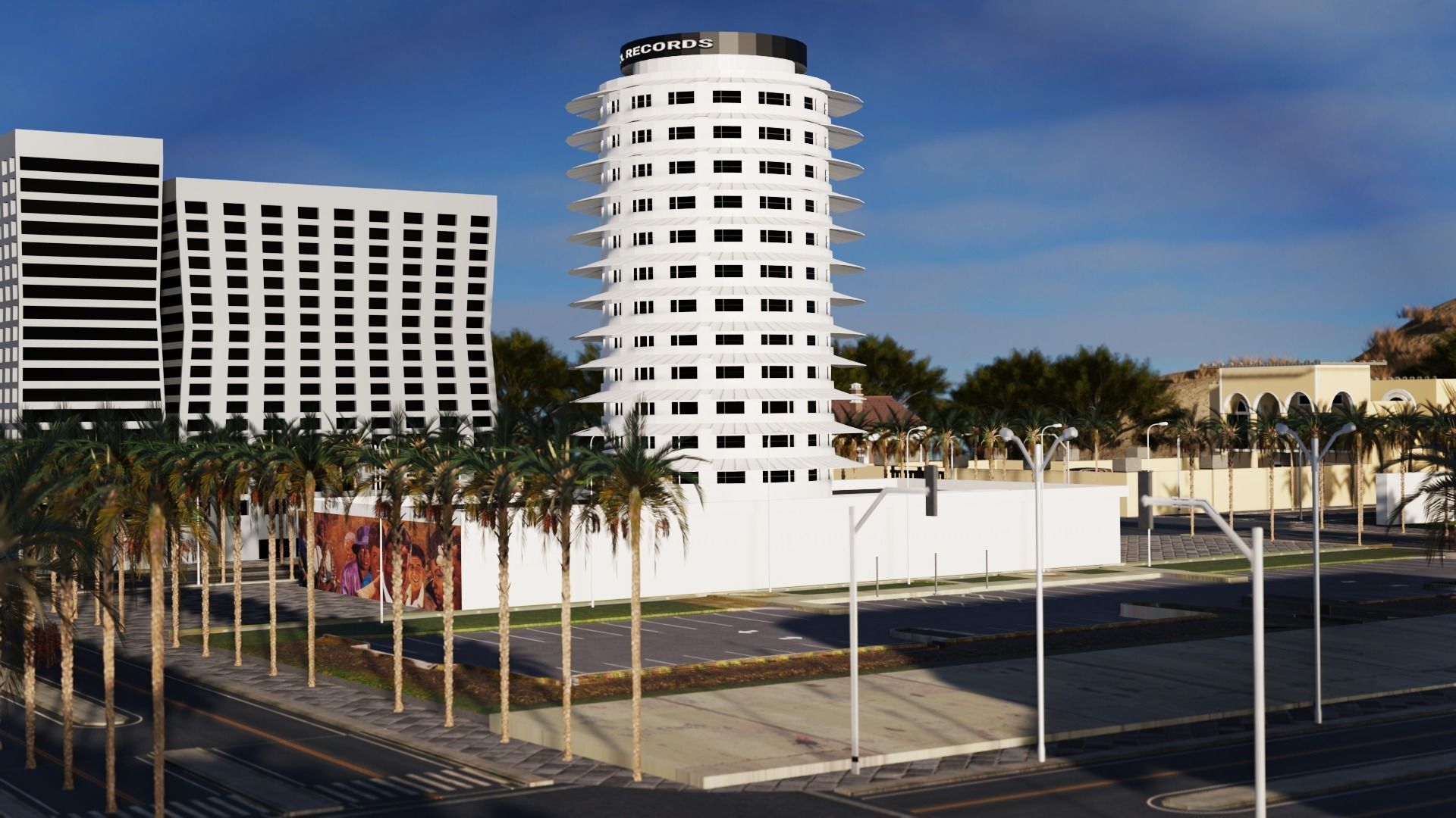 Los Angeles City Hollywood Sign Capitol Records USA California 3D model_26