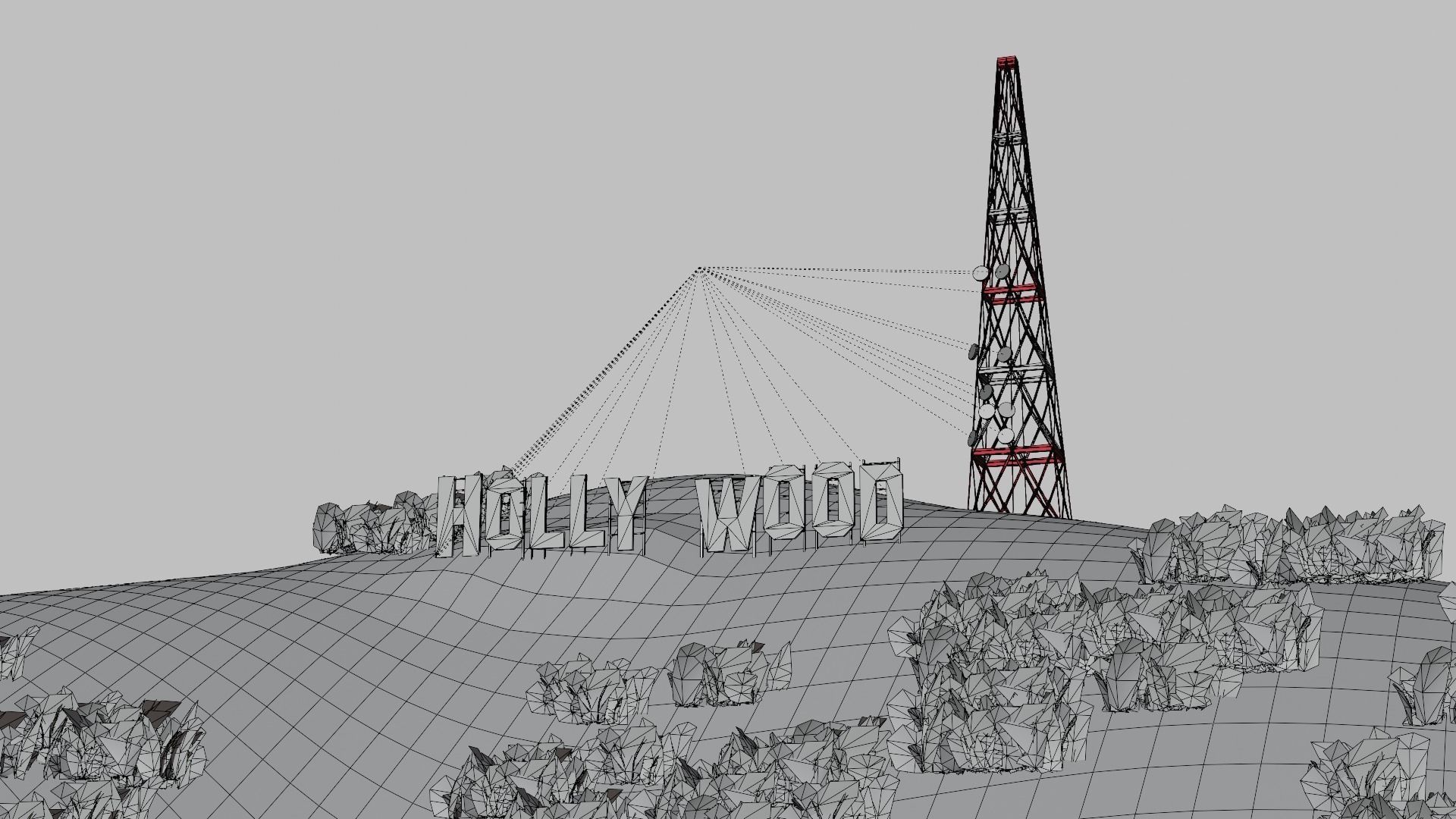 Los Angeles City Hollywood Sign Capitol Records USA California 3D model_18