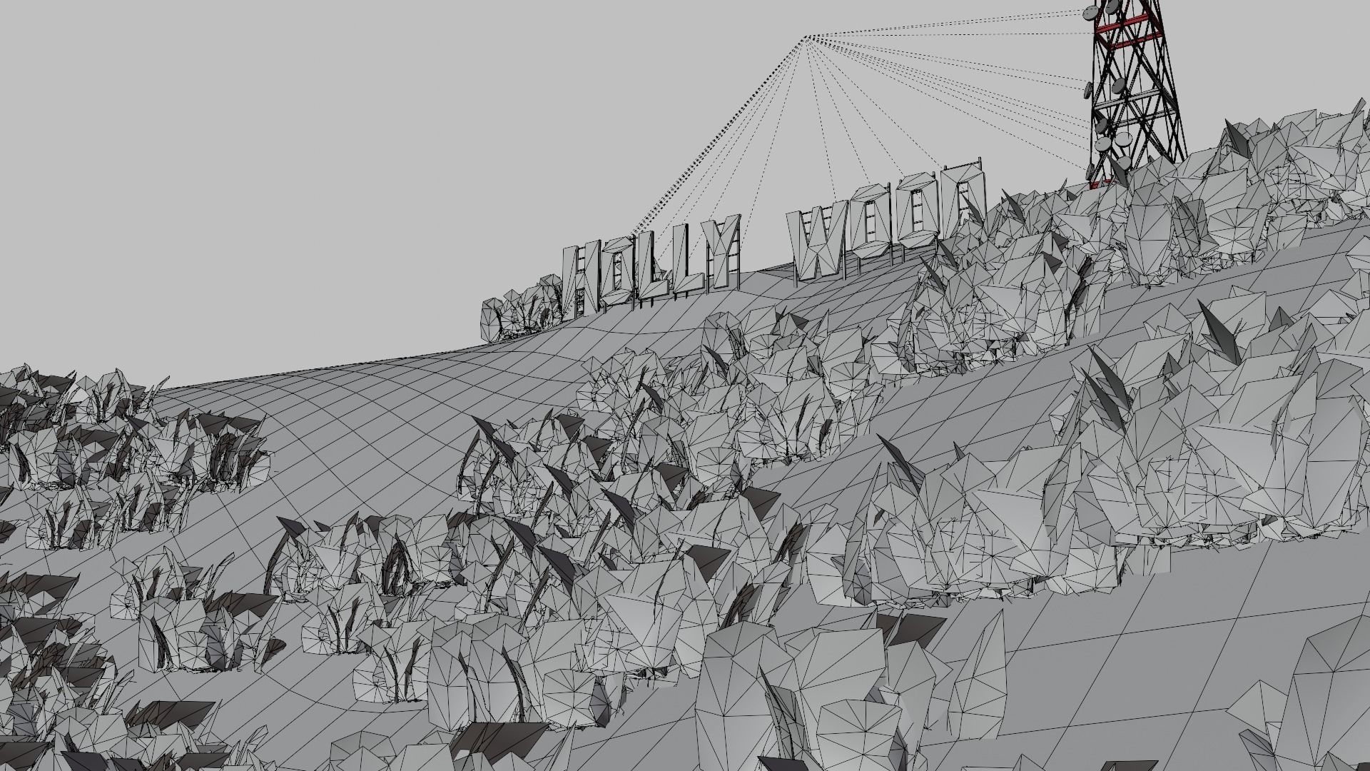 Los Angeles City Hollywood Sign Capitol Records USA California 3D model_43