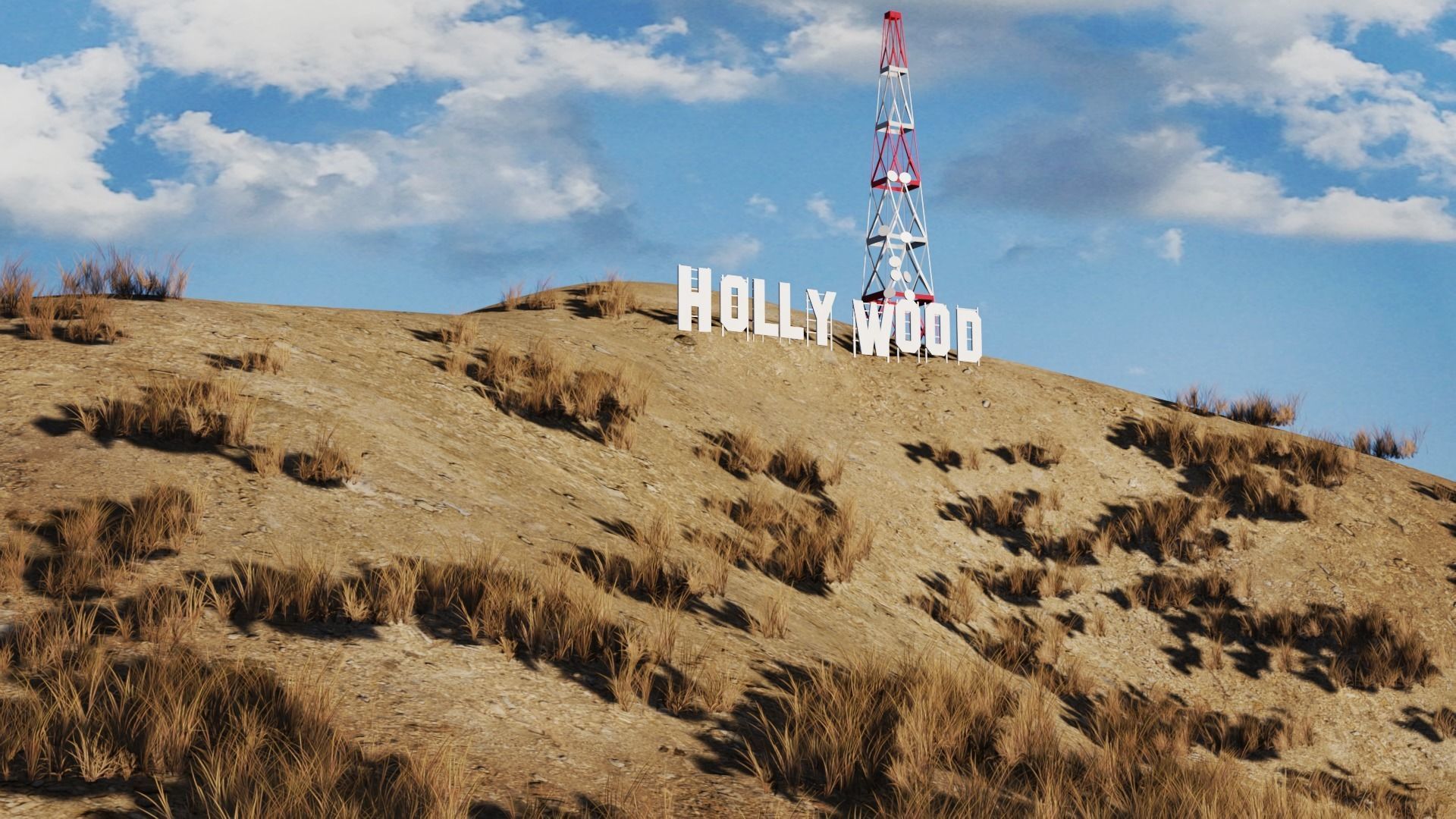 Los Angeles City Hollywood Sign Capitol Records USA California 3D model_15