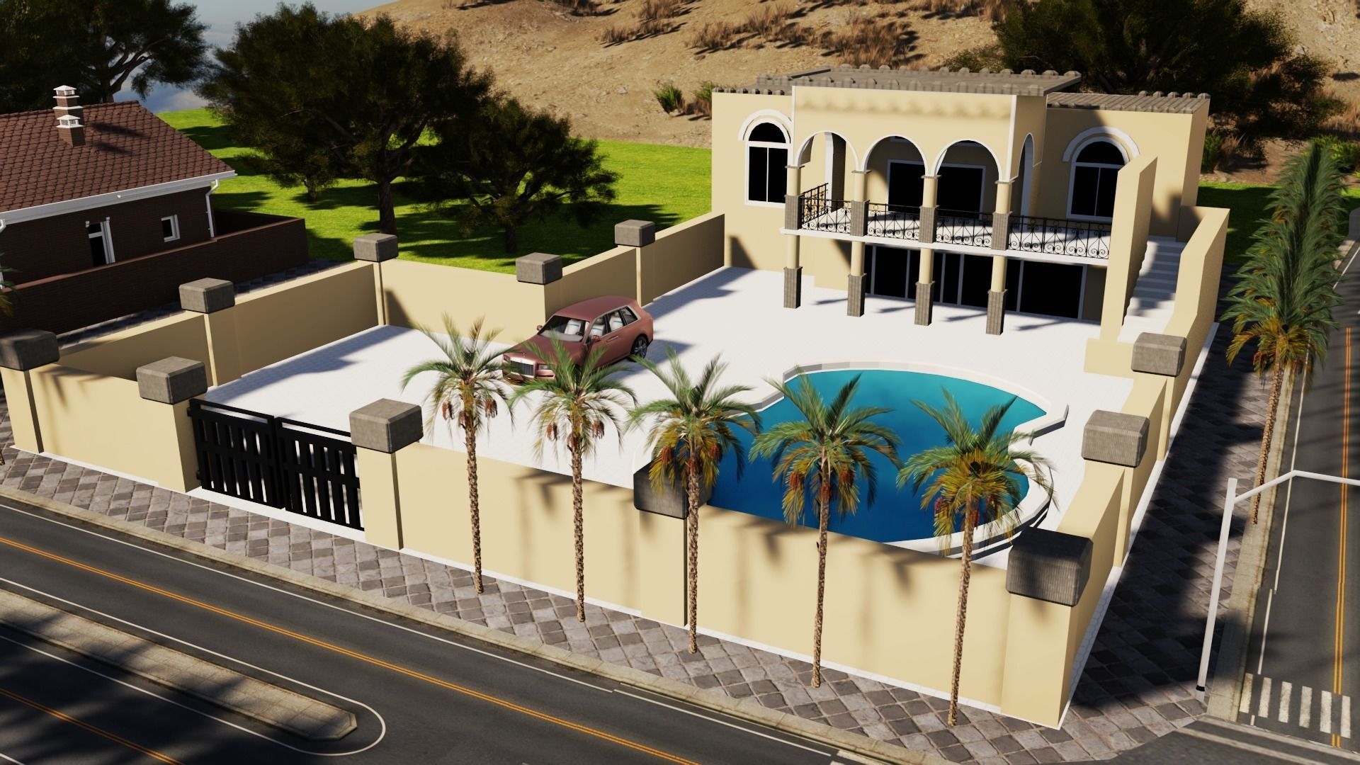 Los Angeles City Hollywood Sign Capitol Records USA California 3D model_5