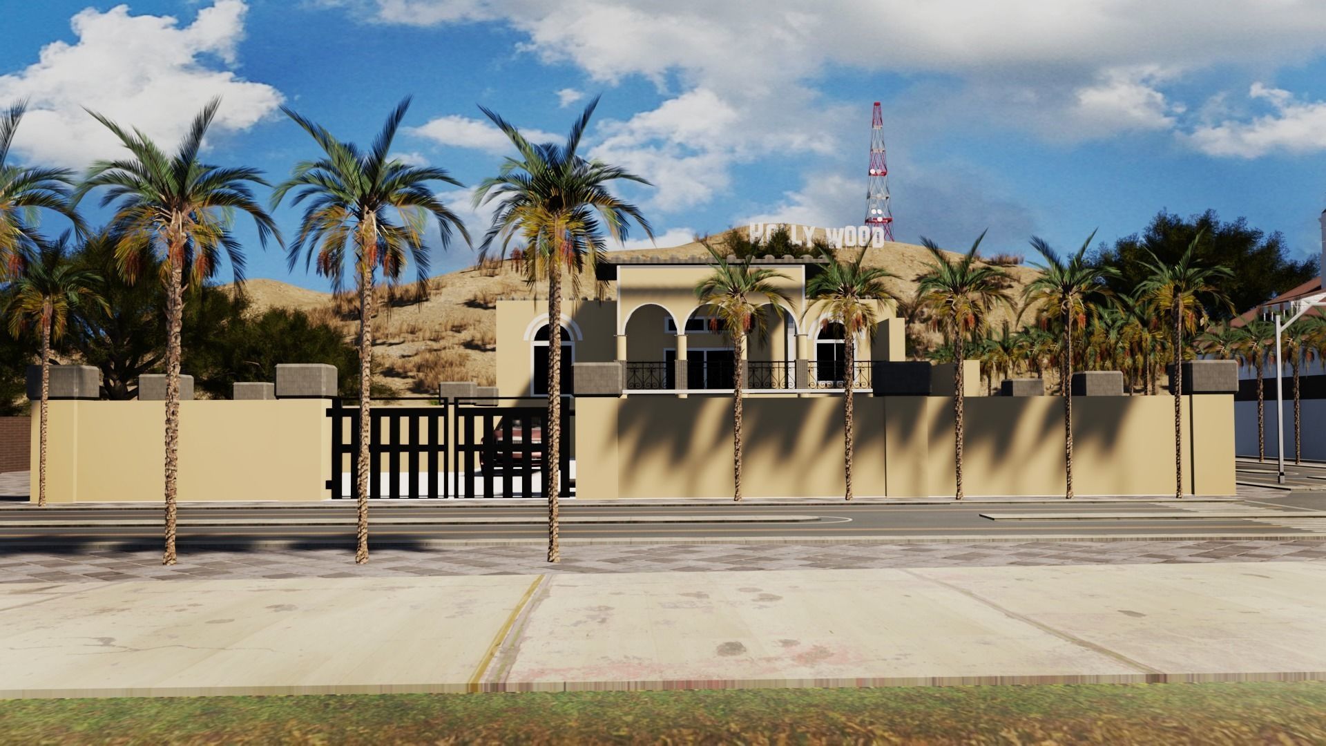 Los Angeles City Hollywood Sign Capitol Records USA California 3D model_14