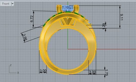 Green and white Diamond ring 2719 3D print model 3D print model_5