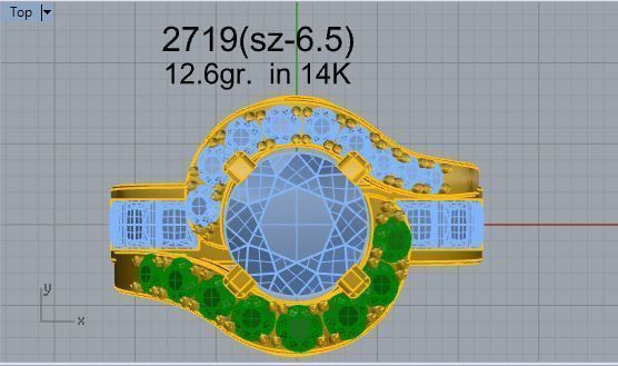 Green and white Diamond ring 2719 3D print model 3D print model_4