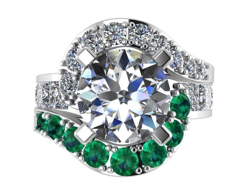 Green and white Diamond ring 2719 3D print model 3D print model_2