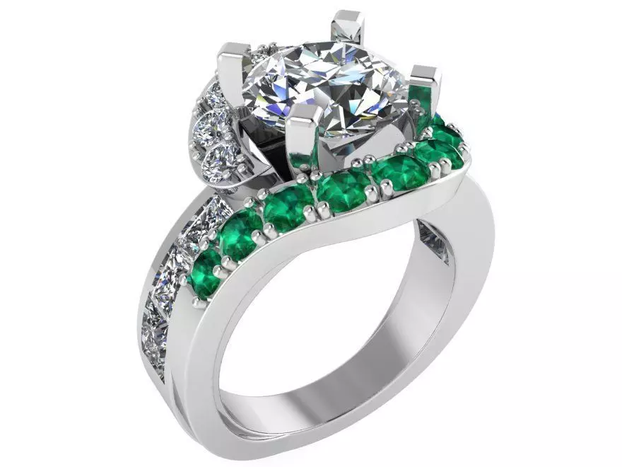 Green and white Diamond ring 2719 3D print model 3D print model_0