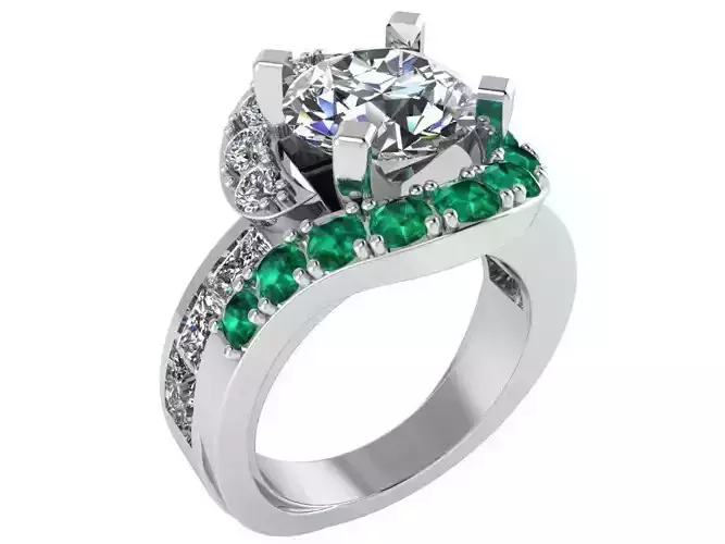 Green and white Diamond ring 2719 3D print model 