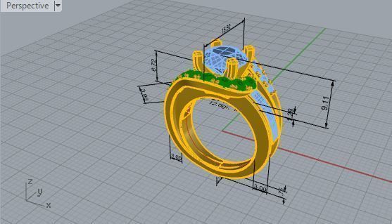 Green and white Diamond ring 2719 3D print model 3D print model_7