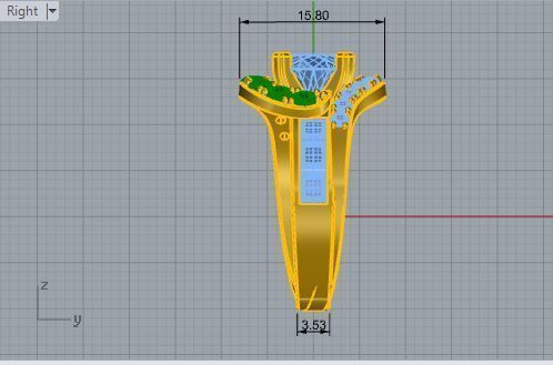Green and white Diamond ring 2719 3D print model 3D print model_6