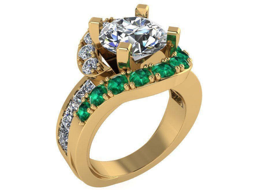 Green and white Diamond ring 2719 3D print model 3D print model_1