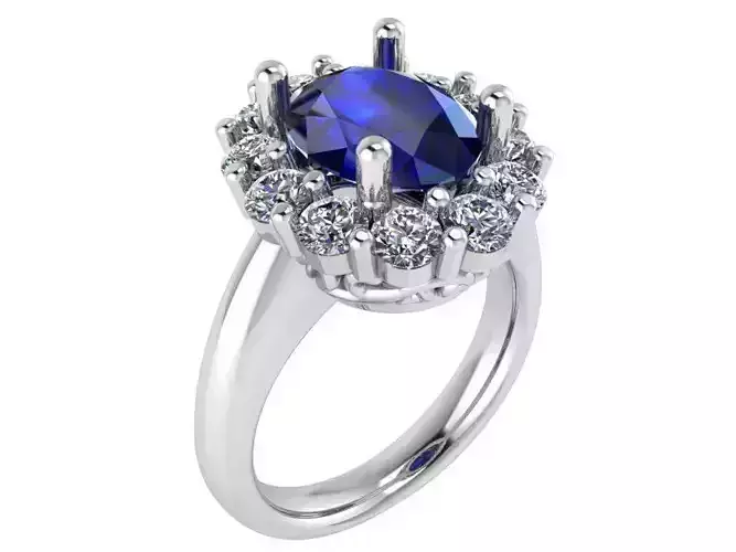 Oval Blue diamond ring 2722 3D print model 