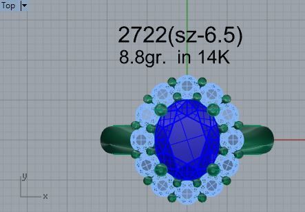 Oval Blue diamond ring 2722 3D print model 3D print model_4