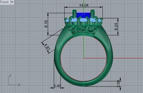 Oval Blue diamond ring 2722 3D print model 3D print model_5