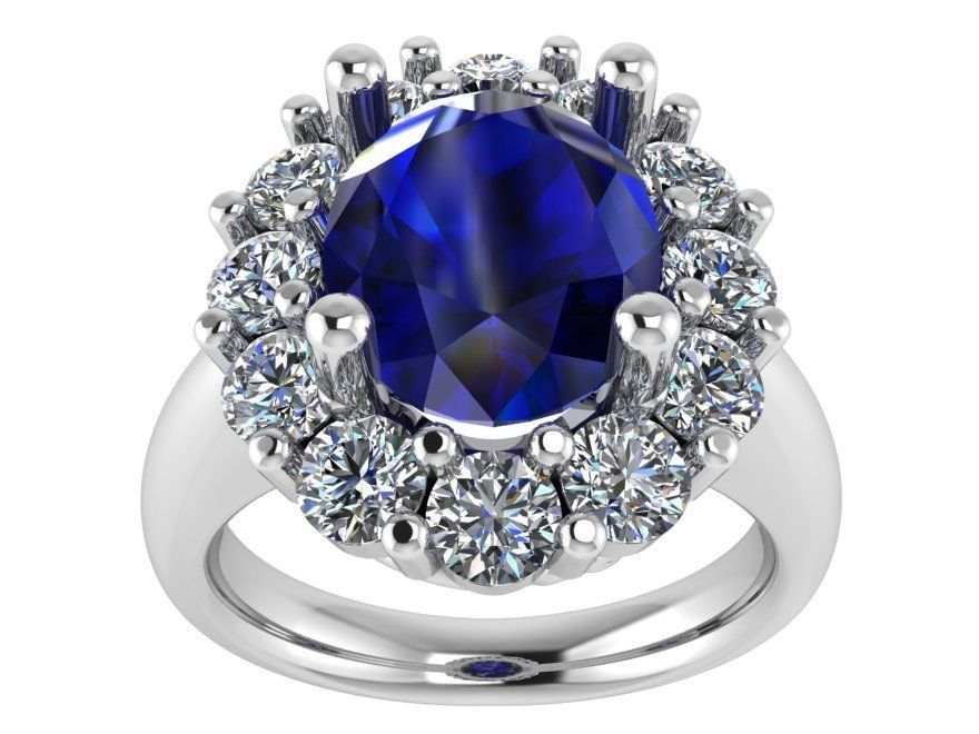 Oval Blue diamond ring 2722 3D print model 3D print model_2