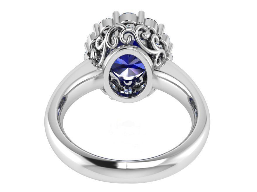 Oval Blue diamond ring 2722 3D print model 3D print model_3
