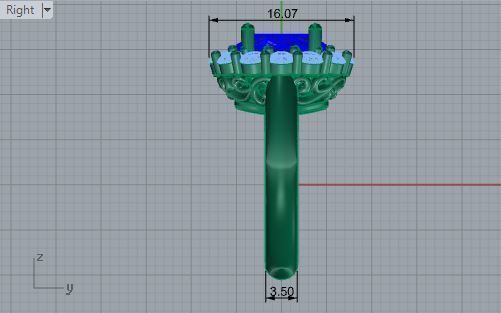 Oval Blue diamond ring 2722 3D print model 3D print model_6