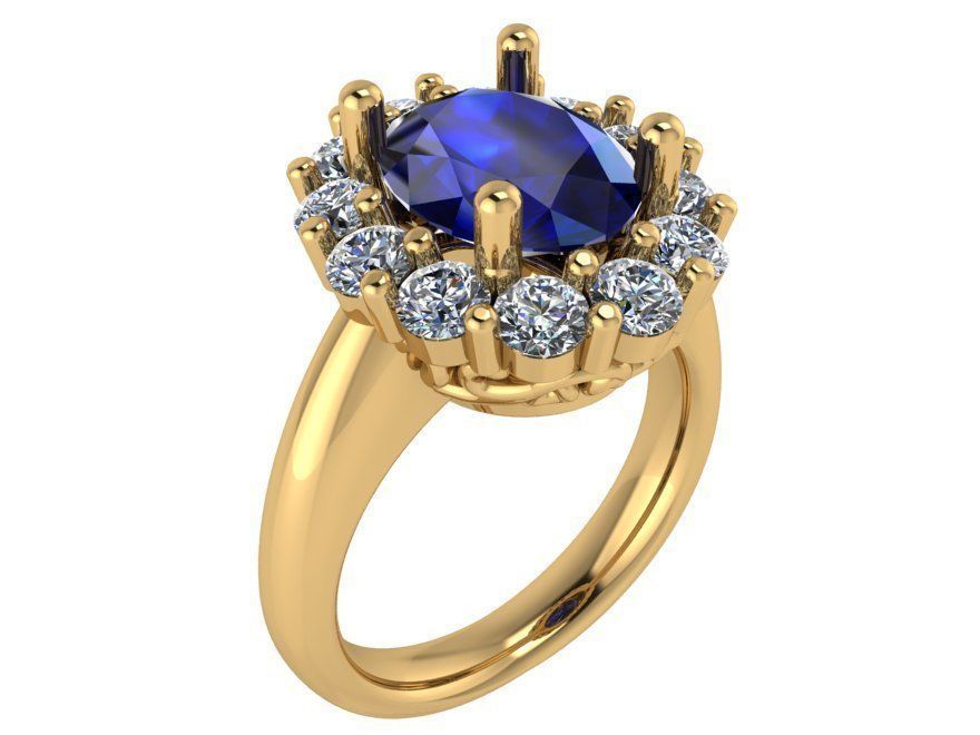 Oval Blue diamond ring 2722 3D print model 3D print model_1