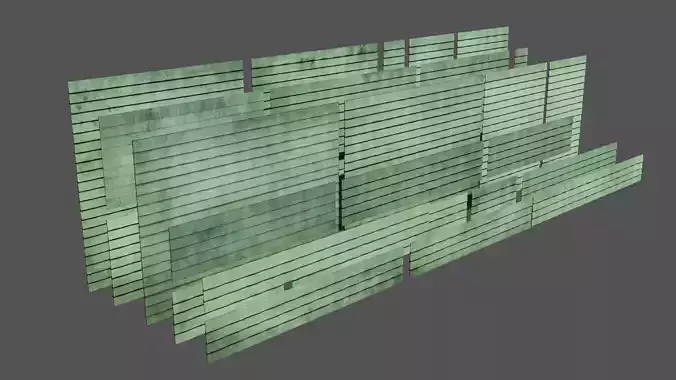 Wall panels set stained lining set 3D model
