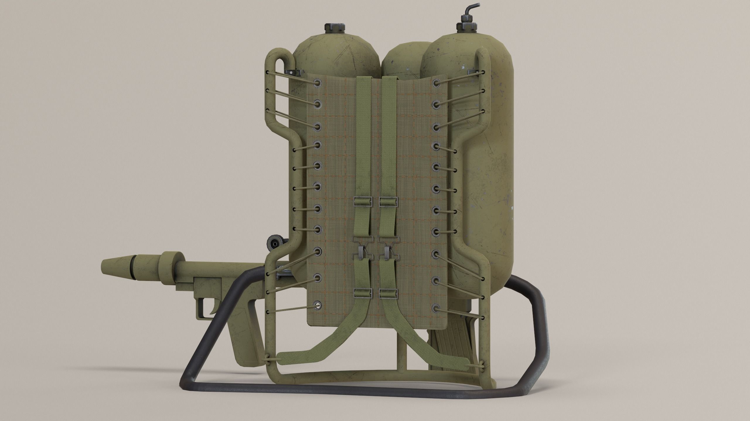 M2 Flamethrower Low-poly 3D model_1
