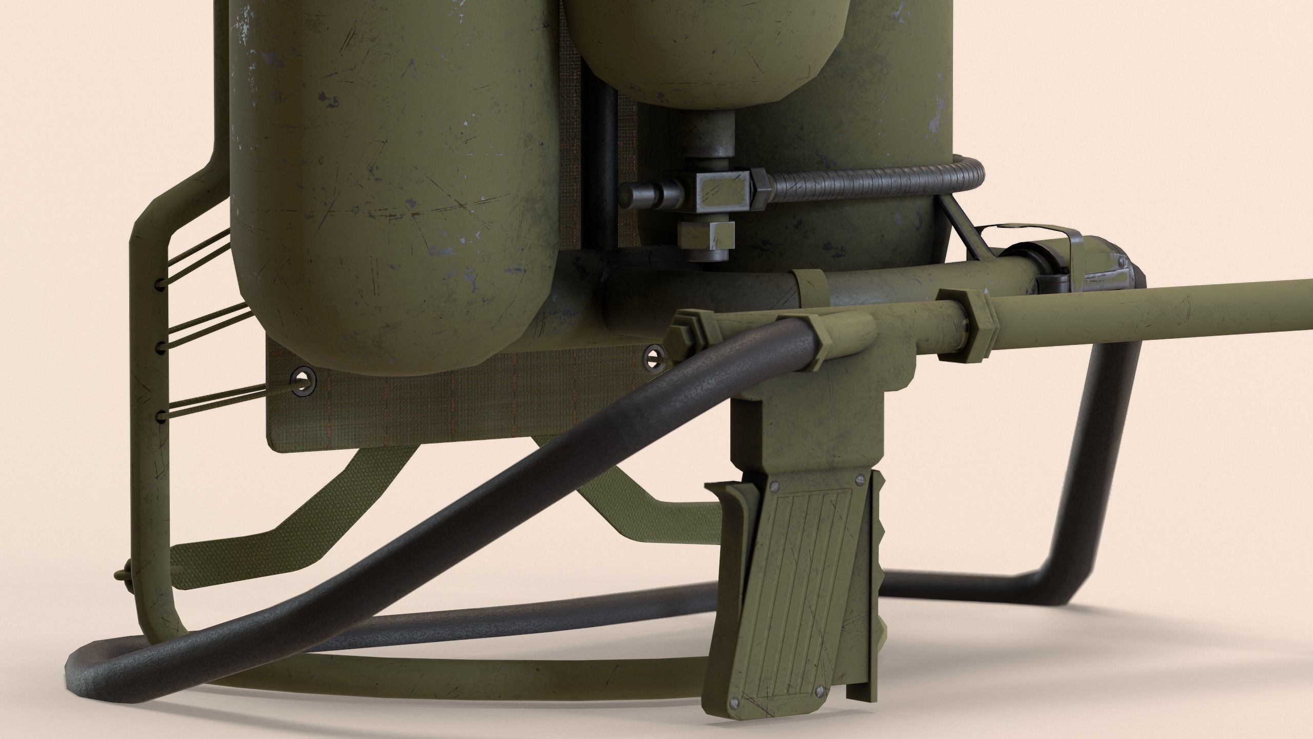 M2 Flamethrower Low-poly 3D model_2