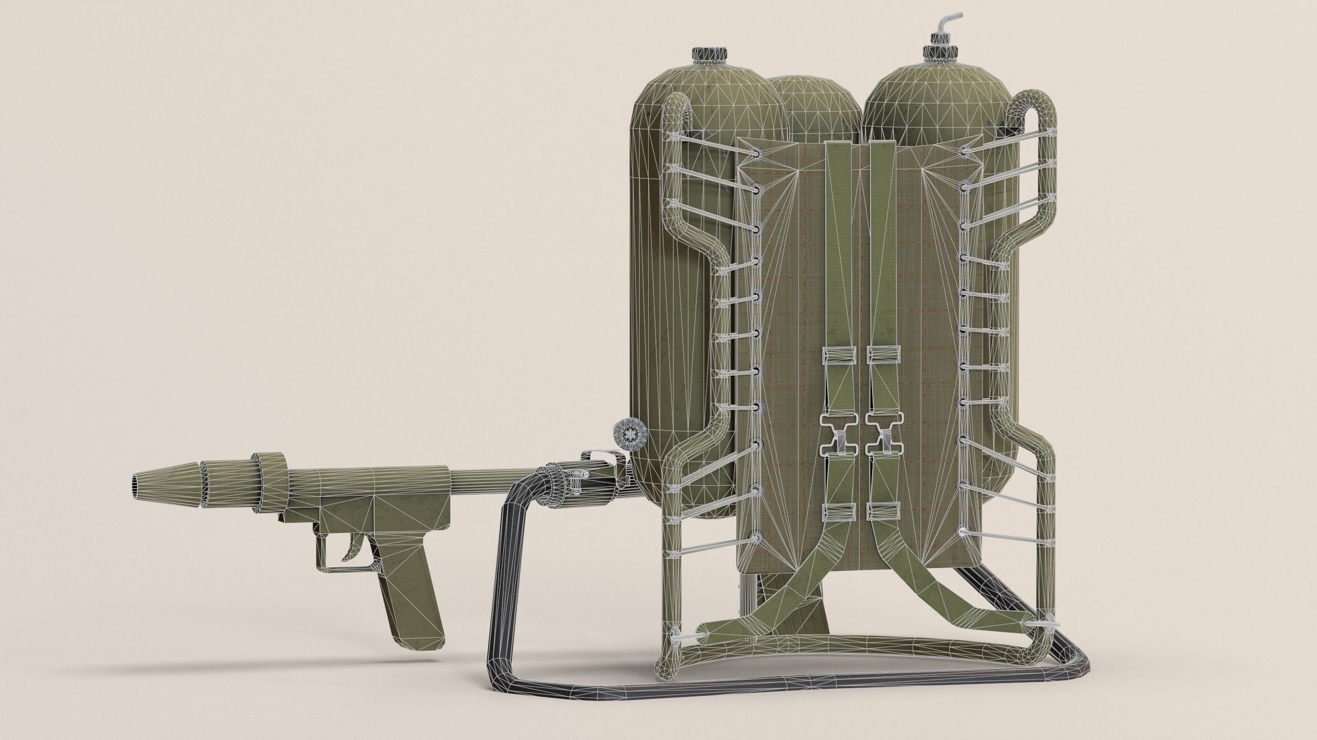 M2 Flamethrower Low-poly 3D model_9