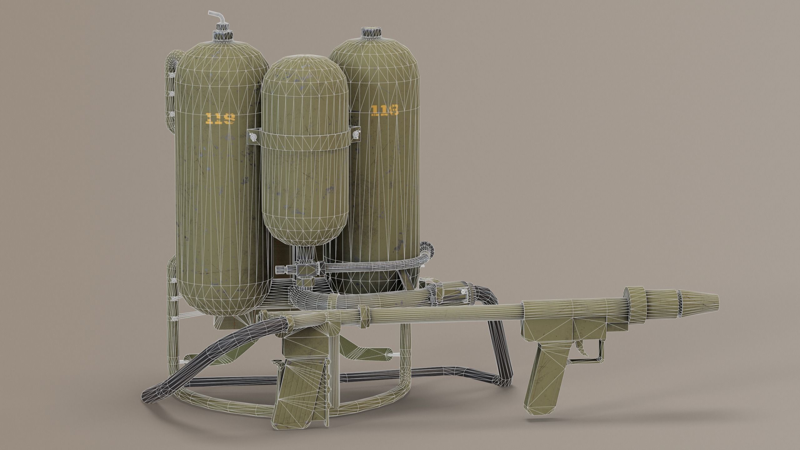 M2 Flamethrower Low-poly 3D model_8