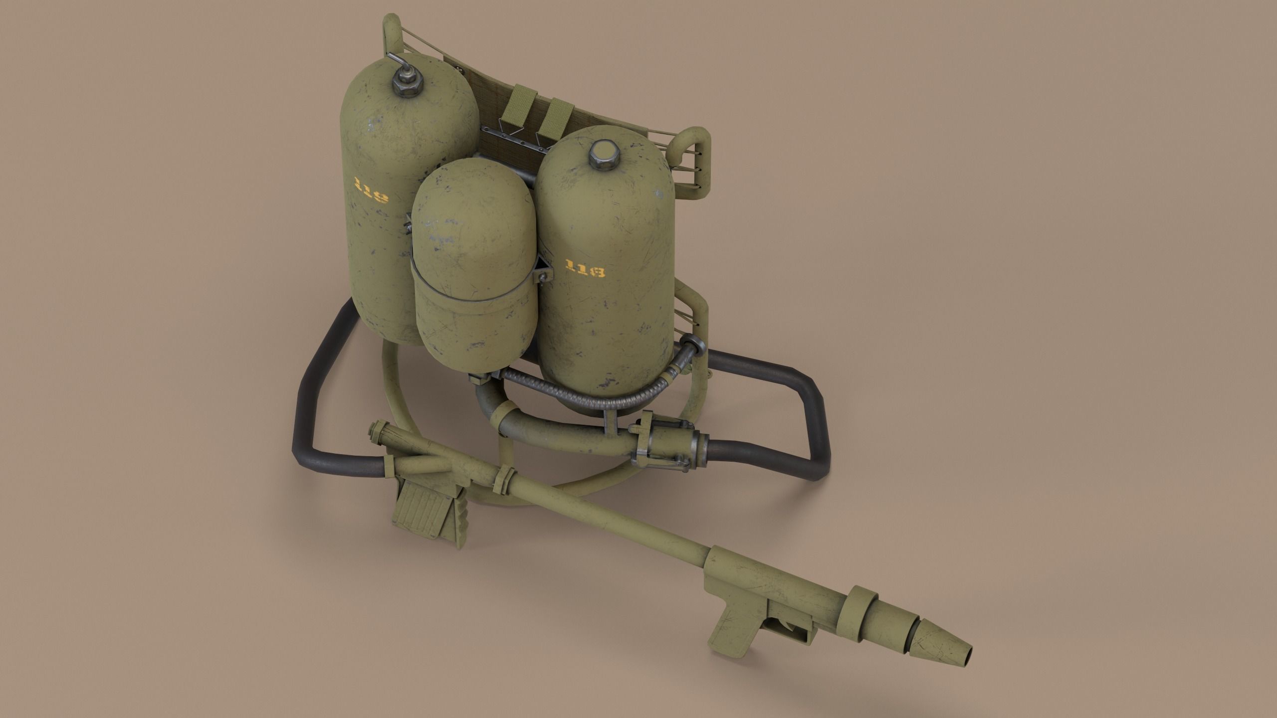 M2 Flamethrower Low-poly 3D model_7