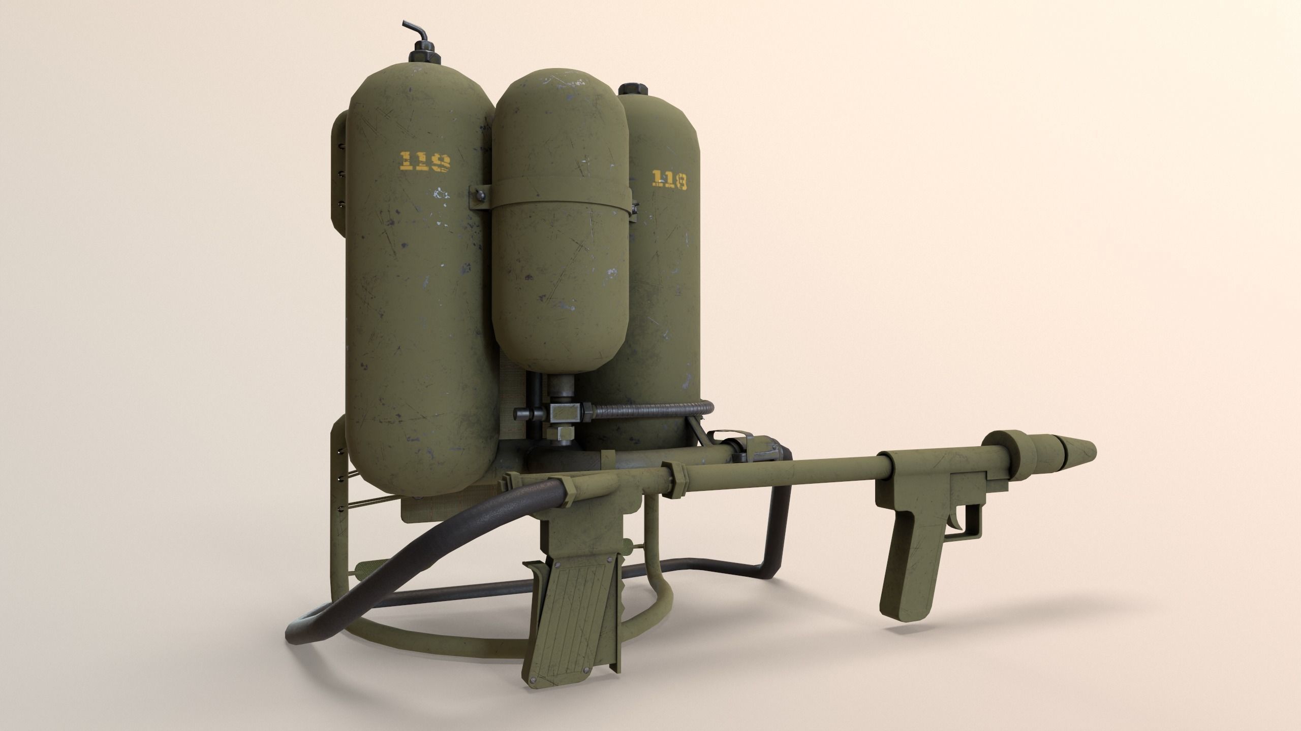 M2 Flamethrower Low-poly 3D model_6