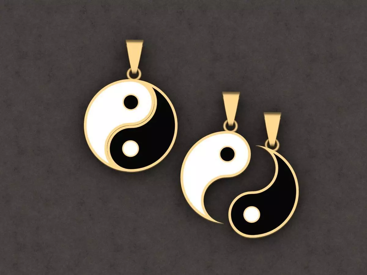 Yin Yang Free pendant 3D print model 3D print model