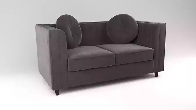 2 Seat Grey Velvet Sofa