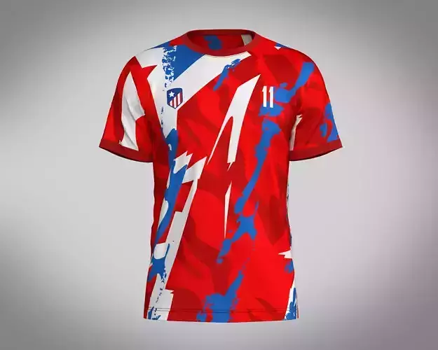 Soccer Red Print Jersey-11